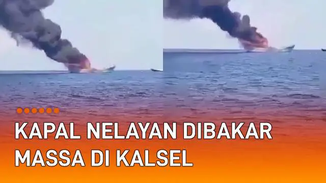 Kapal nelayan jenis cantrang KM Wahyu Mina Barokah IV dibakar massa viral di media sosial