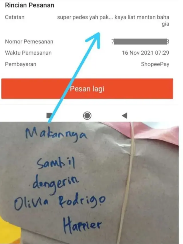 6 Chat Pelanggan Titip Tulisan di Bungkus Makanan ke Ojol Ini Kocak