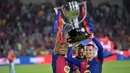 Gelar juara LaLiga 2024/2025 melengkapi kesuksesan Blaugrana meraih treble domestik. (MANAURE QUINTERO/AFP)