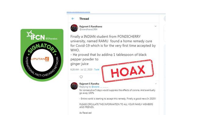 Cek Fakta lada hitam bisa menyembuhkan virus corona covid-19