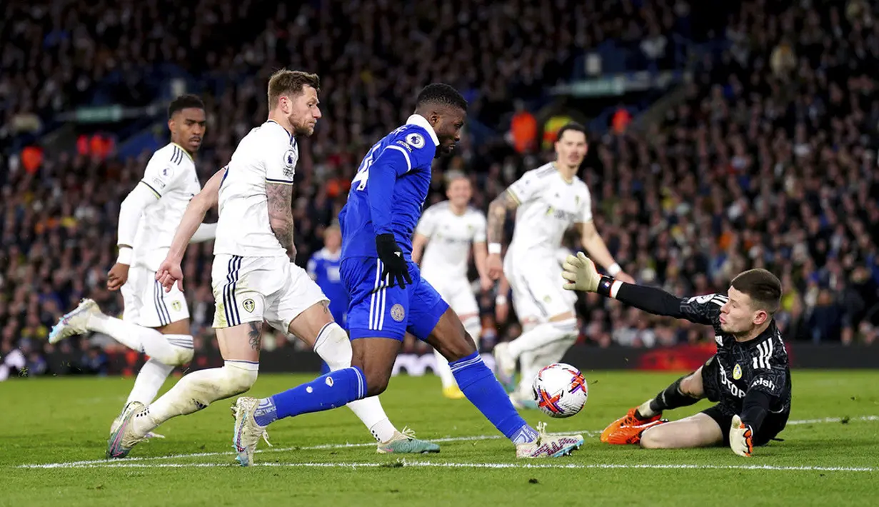 <p>Leicester City bermain imbang 1-1 di kandang Leeds United. (Mike Egerton/PA via AP)</p>