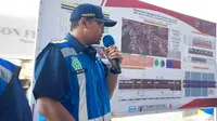 PMO Penambahan Kapasitas Lajur Jalan Tol Jakarta-Cikampek (Japek) Alif dalam konferensi pers Selasa (11/4/2023).