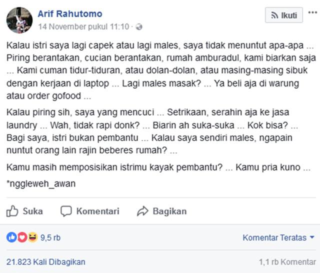 Postingan Arif yang viral di sosial media Facebook/copyright facebook.com/semogarif
