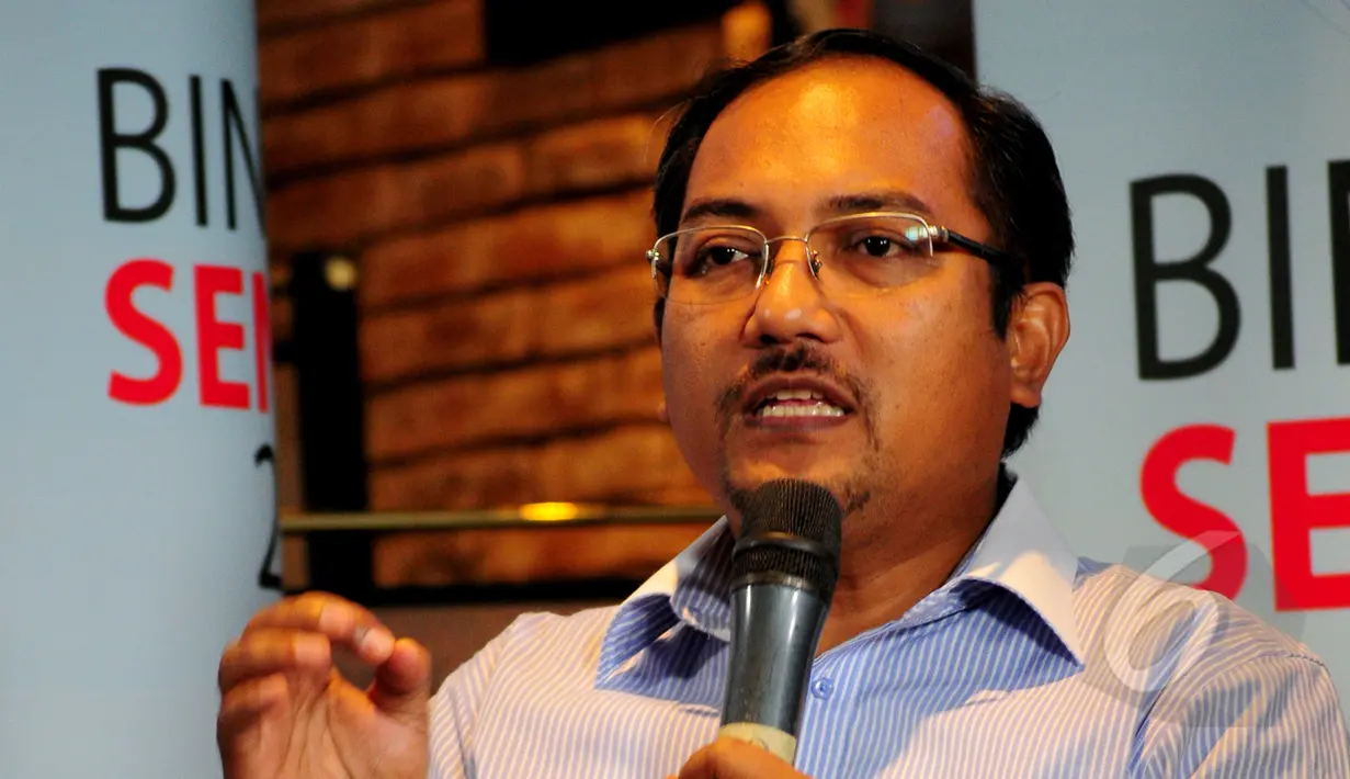 Pengamat terorisme Nasir Abbas saat menjadi pembicara di acara Bincang Senator 'ISIS dan Upaya Deradikalisme' bersama Liputan6.com, di Senayan City, Jakarta, Minggu (22/3/2015). (Liputan6.com/Yoppy Renato)