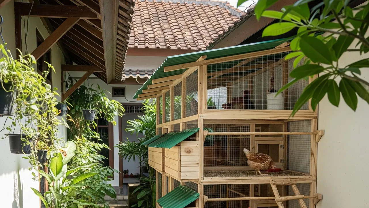Ide Desain Kandang Ayam Vertikal Dua Tingkat Hemat Tempat