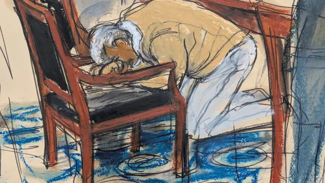 Sketsa sidang yang menggambarkan reaksi Diddy saat mendengarkan putusan juri. (Elizabeth Williams via AP)