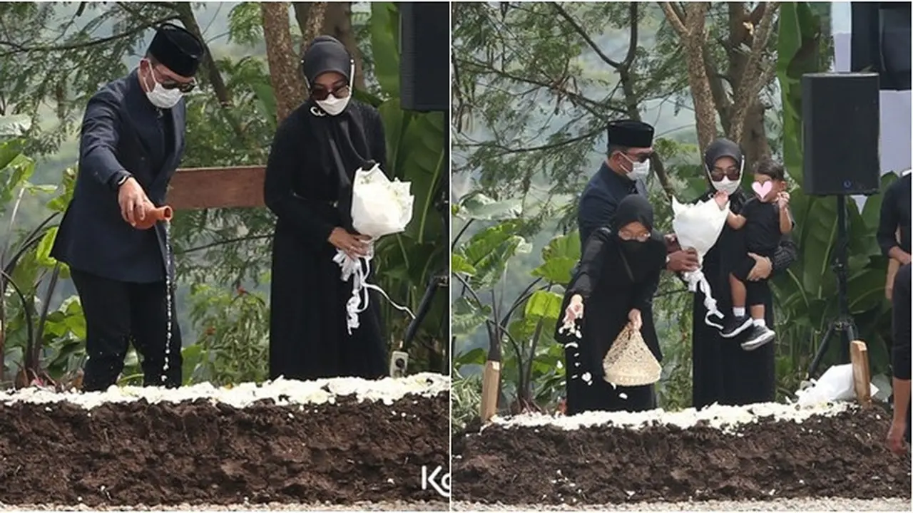 6 Momen Ridwan Kamil dan Atalia Praratya Tabur Bunga di Pusara Eril, Penuh Haru