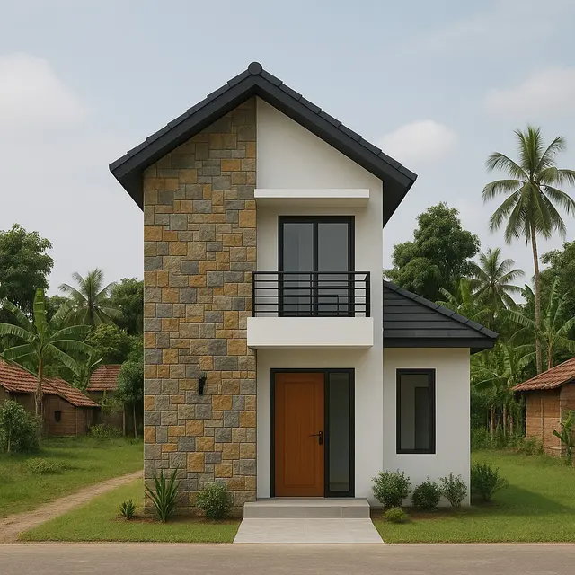 Rumah dengan Aksen Batu Alam/via ChatGPT