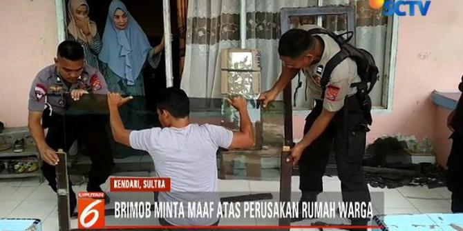 Rumah Warga Dirusak, Brimob Kendari Minta Maaf