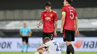 Striker Copenhagen tampak lesu usai timnya di kalahkan secara dramatis oleh Manchester United. (WOLFGANG RATTAY / POOL / AFP)
