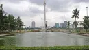 Pemandangan air mancur di kawasan Monas, Jakarta, Rabu (23/1). Sejumlah taman di kawasan Monas rencananya akan ditata ulang. (Liputan6.com/Herman Zakharia)