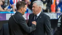 Diego Simeone dan Carlo Ancelotti pada laga Derbi Madrid (c) La Liga