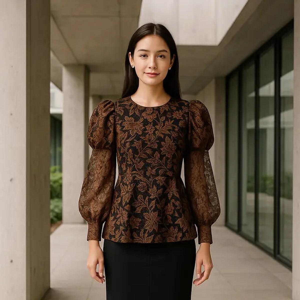 7 Model Batik Brokat Kombinasi Lengan Puff dan Bishop yang Sedang Hits di 2025
