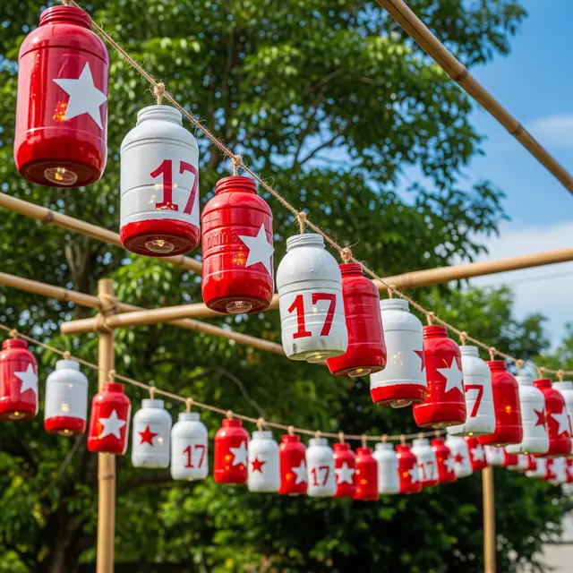 Lentera Merah Putih dari Toples Plastik Bekas (AI Generated)