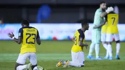 Timnas Ekuador dipastikan lolos ke Piala Dunia 2022 Qatar meskipun kalah 1-3 dari tuan rumah Paraguay, Jumat (25/3/2022) pagi WIB di Antonio Aranda Stadium, Paraguay. (AP/Jorge Saenz)