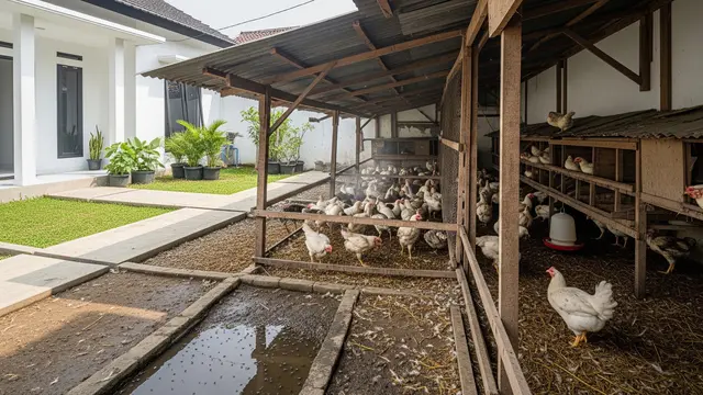 Kesalahan Menata Kandang Ayam yang Membuat Halaman Cepat Bau (AI Generated)