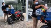 Viral, Jualan Siomay Keliling Tapi Pakai Moge Seharga Rp300 Jutaan. (Foto: Instagram @theornj)