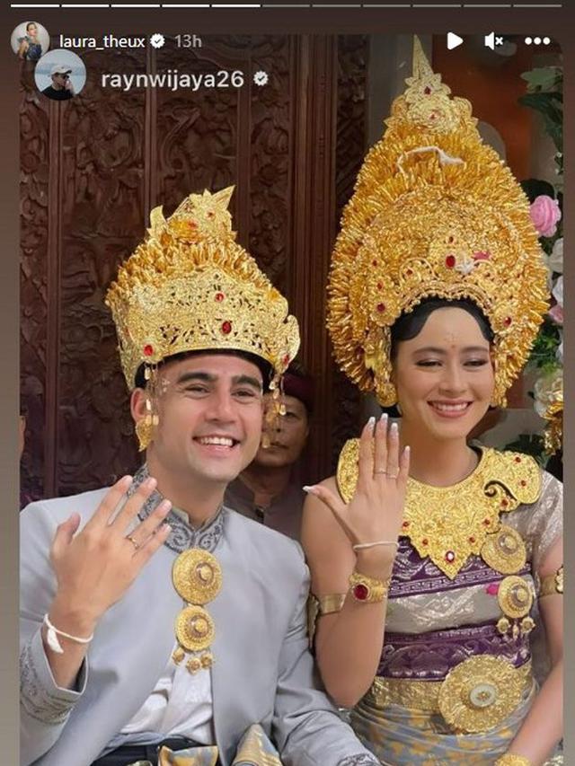 6 Potret Pernikahan Laura Theux dan Indra Brotolaras, Kental Adat Bali