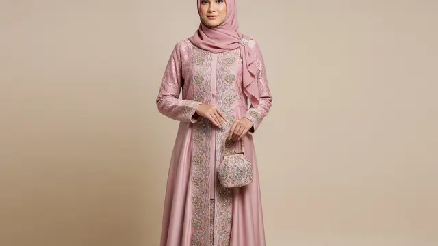 Gamis Maroko Kombinasi Renda dan Bordir