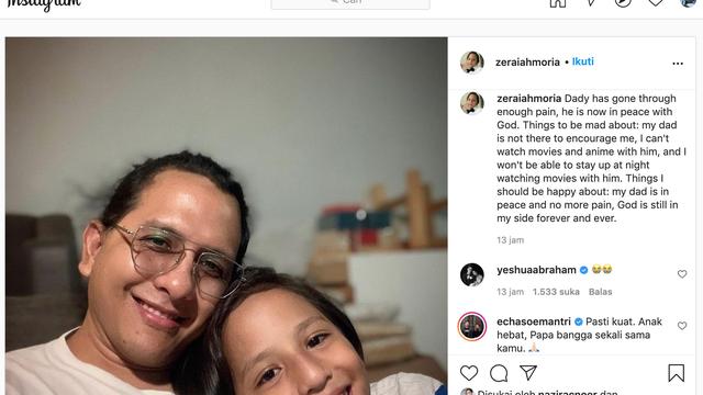 Unggahan Zeraiah Moria anak Joanna Alexandra. (Foto: Instagram @zeraiahmoria)