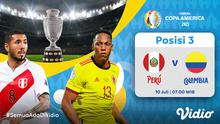 Live streaming Peru vs Kolombia di perebutan tempat ketiga Copa America 2021 dapat disaksikan melalui platform Vidio. (Dok. Vidio)