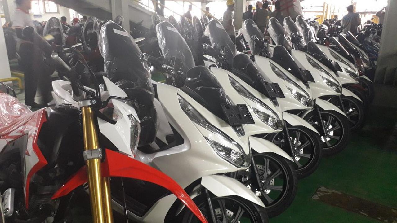 Deretan motor-motor Honda di Gudang Wahana Cimanggis