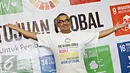 Presenter Muhammad Farhan berpose usai acara launching Duta Masyarakat untuk SDGs di Jakarta, Rabu (24/2). International NGO Forum on Indonesian Development (INFID) memerkenalkan lima Duta Masyarakat untuk SDGs. (Liputan6.com/Immanuel Antonius)
