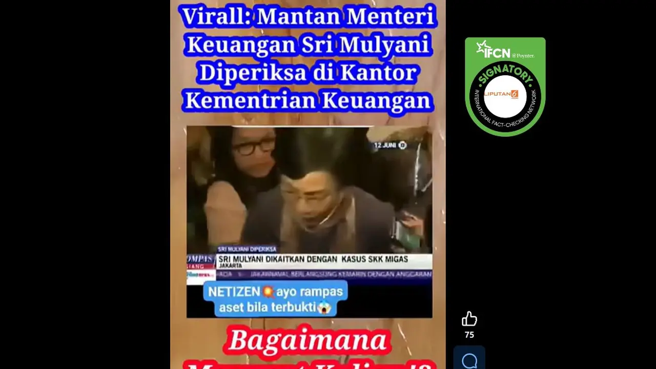 Tangkapan layar Sri Mulyani diperiksa Bareskrim Polri di Kementerian Keuangan pada 2015.