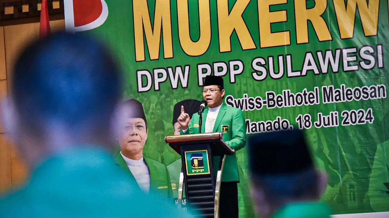 Plt Ketua Umum Partai Persatuan Pembangunan (PPP) Muhamad Mardiono membuka kegiatan musyawarah kerja wilayah (Mukerwil) DPW PPP Sulawesi Utara, di Manado, Kamis (18/7/2024) (Istimewa)