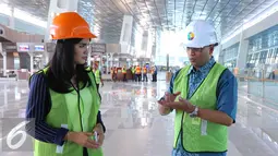 Dirut PT Angkasa Pura II Budi Karya menjelaskan persiapan dan kematangan terminal tersebut yang akan siap dioperasikan dalam waktu dekat ini, Rabu (8/6). (Liputan6.com/Angga Yuniar)