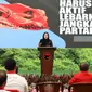 Ketua DPP Bidang Politik PDI Perjuangan (PDIP) Puan Maharani memimpin sumpah pelantikan pengurus Dewan Pimpinan Pusat Taruna Merah Putih (DPP TMP) periode 2019-2024. (Foto: Liputan6/Muhammad Radityo Priasmoro)