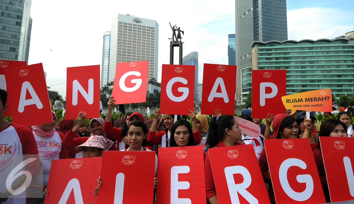 Kampanye Bunda Tanggap Alergi merupakan rangkaian kegiatan Allergy Awareness Week untuk mendukung World Allergy Week 2016 dengan tujuan meningkatkan kesadaran masyarakat mengenai alergi, Jakarta, Minggu (17/4/2016). (Liputan6.com/Johan Tallo)