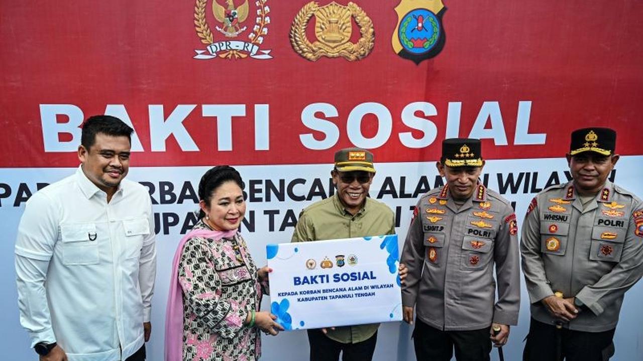 Kapolri dan Titiek Soeharto Salurkan Bantuan Bencana di Tapanuli Tengah