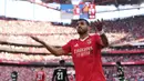 Pemain Benfica, Vangelis Pavlidis dalam laga lanjutan Liga Portugal 2024/2025 melawan Sporting di Stadion da Luz, Lisbon, Portugal, Sabtu (10/05/2025) waktu setempat. (AP Photo/Armando Franca)