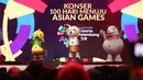 Dalam konser tersebut juga dikenalkan Tiga maskot untuk Asian Games 2018. (Daniel Kampua/Bintang.com)