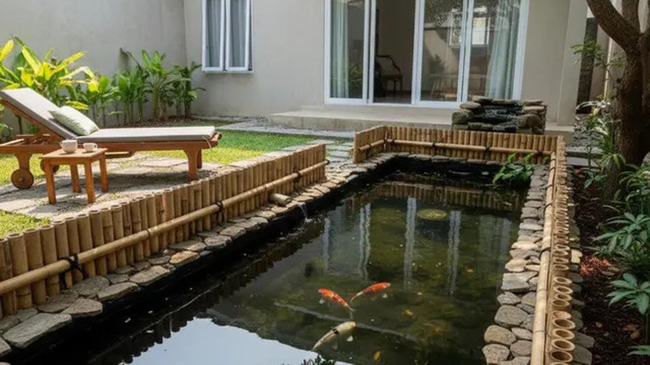 8 Model Kolam Ikan Batu Alam dan Bambu yang Murah tapi Elegan di Belakang Rumah