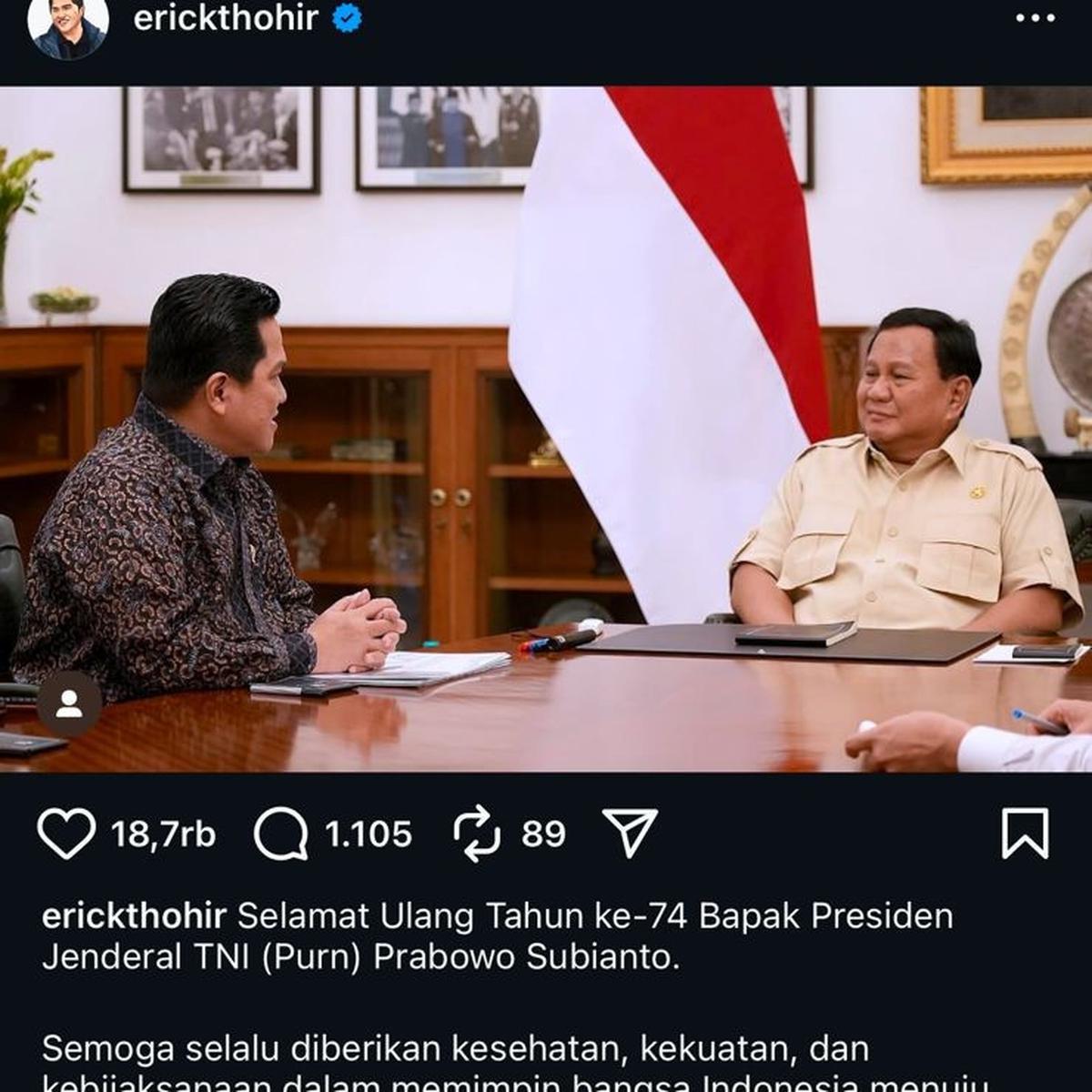 Ucapan dan doa ulang tahun buat Prabowo Subianto