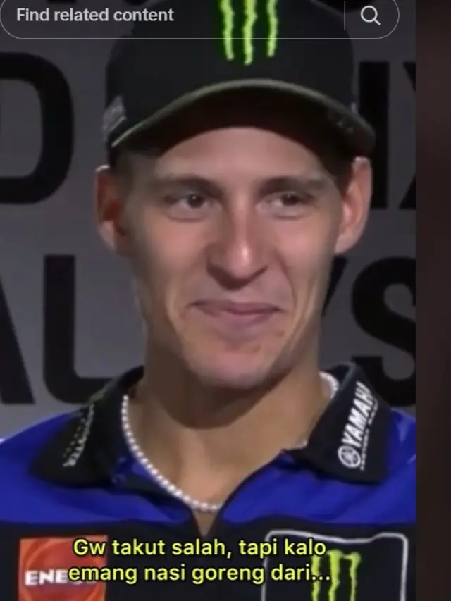 Nasi Goreng Diklaim Malaysia, Pembalap MotoGP Fabio Quartararo Protes dan Sebut Berasal dari Indonesia.  foto: TikTok @skyegpid