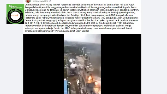 Benarkah klaim video detik-detik kilang Pertamina meledak?