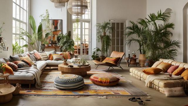ilustrasi Ruang Tamu Bohemian Tradisional
