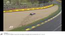 Rio Haryanto tergelincir dan masuk gravel akibat lintasan yang belum kering karena hujan yang sempat mengguyur Sirkuit Albert Park, Australia, Jumat (18/3/2016). (Twitter/F1)