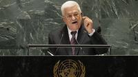 Presiden Otoritas Palestina Mahmoud Abbas saat berpidato di hadapan Sidang ke-79 Majelis Umum PBB pada Kamis (26/9/2024). (Dok. AP Photo/Frank Franklin II)