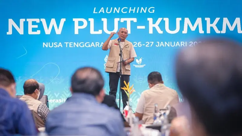 Menteri Koperasi dan UKM (MenKopUKM) Teten Masduki  dalam peluncuran New PLUT di Lombok, Nusa Tenggara Barat, Kamis (27/1/2022). (Dok KemenkopUKM)