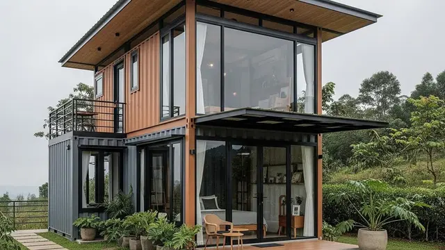 Desain Rumah Kecil Tapi Mewah Ala Villa dengan Taman Depan