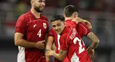 Pemain Timnas Indonesia, Eliano Reijnders merayakan gol timnya dalam laga FIFA Matchday melawan Chinese Taipei di Stadion Gelora Bung Tomo (GBT), Surabaya, Jumat (06/07/2025). (Bola.com/Abdul Aziz)