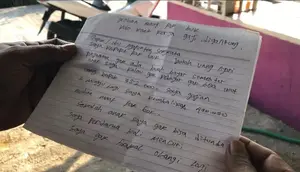 surat dari maling untuk pemilik toko kelontong di Mojokerto. (istimewa)
