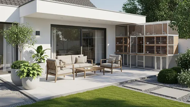 Desain Halaman Rumah Ada Kandang Burung Dara
