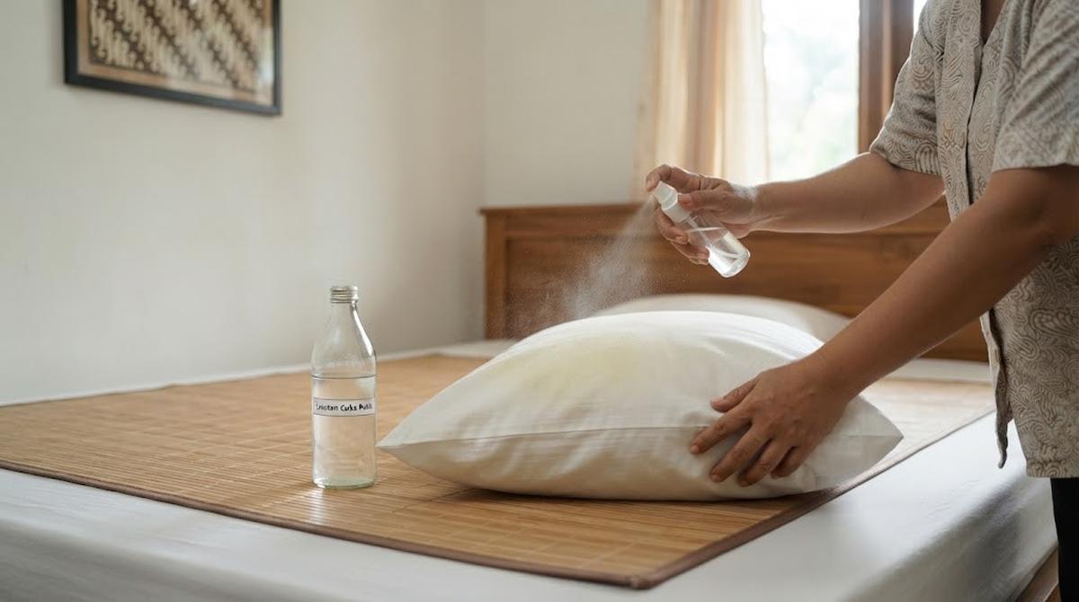 Semprotan Cuka Putih untuk Mebersihkan Bantal