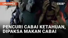Nasib apes dialami maling cabai di Desa Kataan, Ngadirejo, Temanggung, Jawa Tengah (19/7/2024). Pelaku ditangkap warga usai identitasnya diketahui. Warga memberikan hukuman dengan cara memaksa pelaku memakan cabai curian.