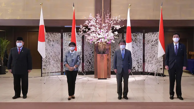 Pertemuan antara Menlu Retno Marsudi dan Menhan Prabowo Subianto dengan Menlu Motegi Toshimitsu dan Menhan Nobuo Kishi dalam kunjungan ke Jepang.